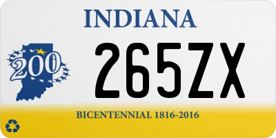 IN license plate 265ZX