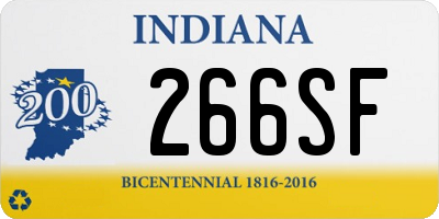 IN license plate 266SF