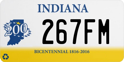 IN license plate 267FM