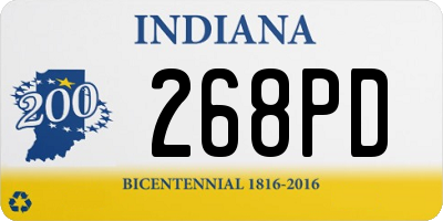 IN license plate 268PD