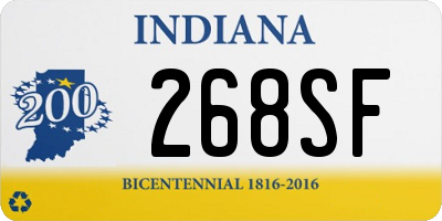 IN license plate 268SF