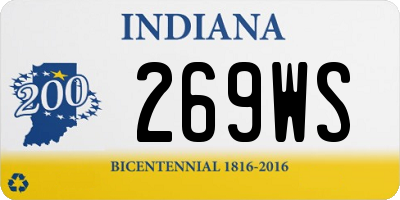 IN license plate 269WS