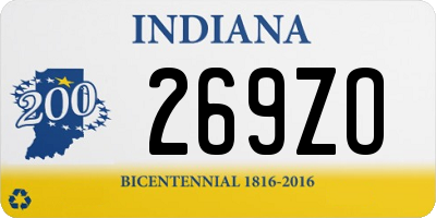 IN license plate 269ZO