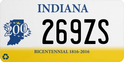 IN license plate 269ZS