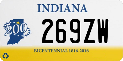 IN license plate 269ZW