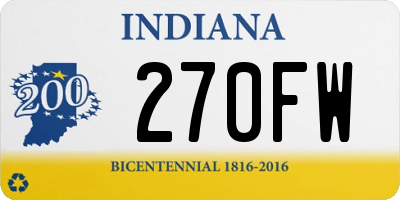 IN license plate 270FW