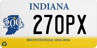 IN license plate 270PX