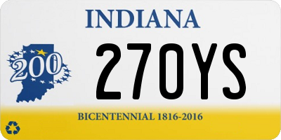 IN license plate 270YS