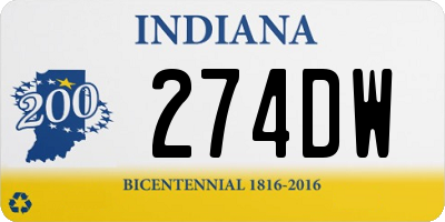 IN license plate 274DW