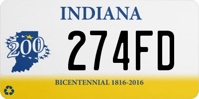 IN license plate 274FD