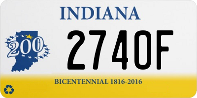 IN license plate 274OF