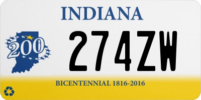 IN license plate 274ZW