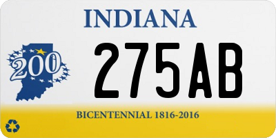 IN license plate 275AB