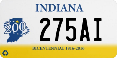 IN license plate 275AI