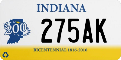 IN license plate 275AK