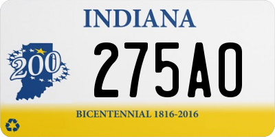 IN license plate 275AO