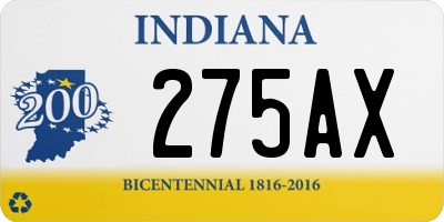 IN license plate 275AX