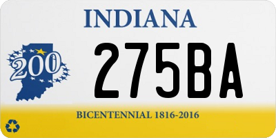 IN license plate 275BA