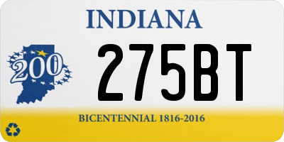 IN license plate 275BT