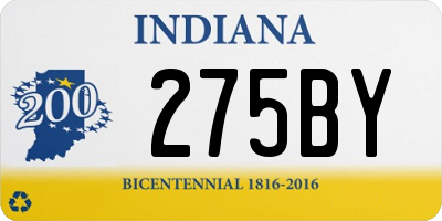 IN license plate 275BY