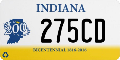 IN license plate 275CD