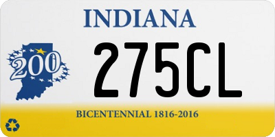 IN license plate 275CL