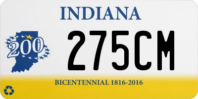 IN license plate 275CM