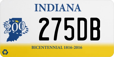 IN license plate 275DB