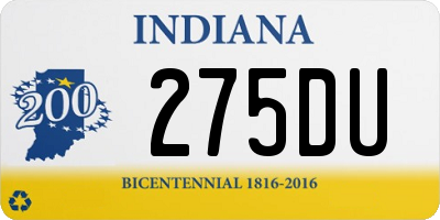 IN license plate 275DU