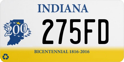 IN license plate 275FD