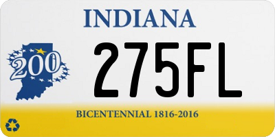 IN license plate 275FL