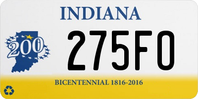 IN license plate 275FO