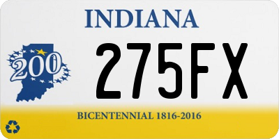 IN license plate 275FX