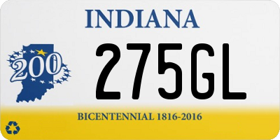 IN license plate 275GL