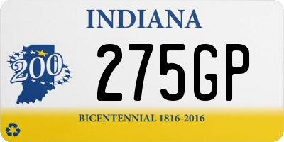 IN license plate 275GP