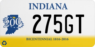 IN license plate 275GT