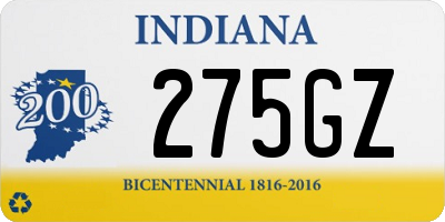 IN license plate 275GZ