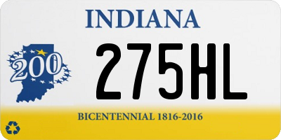 IN license plate 275HL