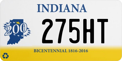 IN license plate 275HT