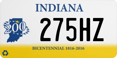 IN license plate 275HZ