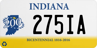 IN license plate 275IA