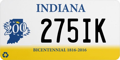 IN license plate 275IK