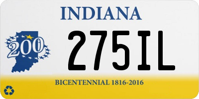 IN license plate 275IL