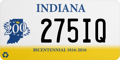 IN license plate 275IQ