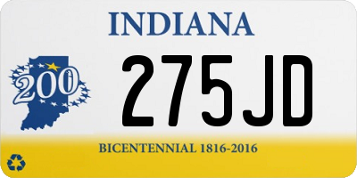 IN license plate 275JD