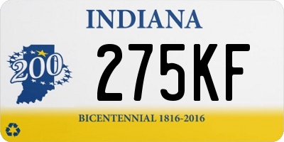 IN license plate 275KF