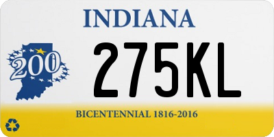 IN license plate 275KL