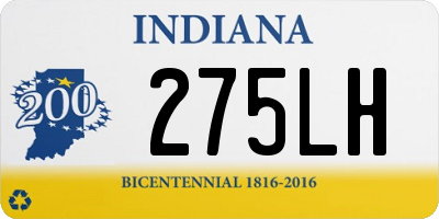 IN license plate 275LH