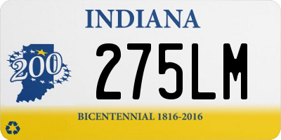 IN license plate 275LM