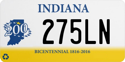 IN license plate 275LN